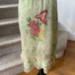 Vintage Y2K Lime Green Tiered Paisley Butterfly Floral Slip Skirt Fairy Size 8 Photo 0