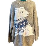 EXPRESS Womens RARE VTG. Tricot Handknitted Angora/wool Polar Bear Sweater L Photo 0