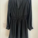 EXPRESS  Black Long Sleeve Mini Dress Size M Smocked Waist Photo 2
