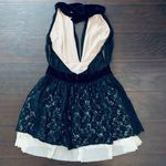 ASOS Petite Black & Cream Sheer Lace Open Back Halter Top Prom Dress | Size: 6/8 Photo 5