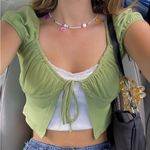 Princess Polly  Green Tie Front Top Photo 0