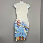 DANIELA CORTE REVOLVE Watercolor Bodycon Dress Womens Size Medium Coastal Unique White Photo 8
