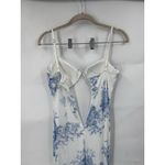 Lovesome Milk Maid Prairie Floral Maxi Dress Women S White Blue‎ Fairy Whimsical Photo 9