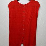 Tahari Womens Top Small Linen Button Back Flowy Coastal Beachy Tomato Girl Chic Photo 3