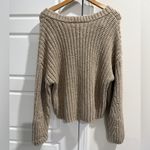 Aerie  Boat Neck Ribbed Slouchy Trendy Knit Sweater Cozy Neutrals Boxy Relaxed Photo 9
