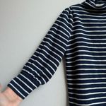 Madewell Mock Neck Nautical Blue White Puff Gathered Sleeve Top Size Small Photo 2