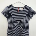 Jessica Simpson MATERNITY Navy Blue White Stripe Coral Zipper Sheath Dress Large Photo 2