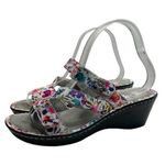 Alegria White Floral Wedge Shoes with Clear Strap Photo 0