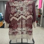 Rewind  Red and Cream Graphic Cardigan Relaxed Fit Photo 1