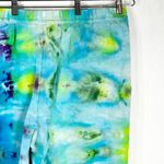 H&M HM XL Pants Dreaming Blue Tie Dye Handmade Blue Green Linen Cropped Pockets 689 Photo 6
