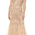 Pisarro Nights Nights Blush Beige Beaded Sequin Gown Dress 10 Tan Photo 0