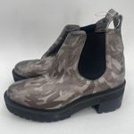 LINEA PAOLO Tate Boots Size 8.5 Metallic Camo Silver Lug Sole Black Stretch NEW Photo 6