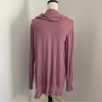 Active USA Active Long Sleeve Funnel Neck Pullover Large Mauve Pink Crepe Lightweight Yoga Photo 3