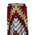 ECI New York Skirt Boho Pull On A-Line Skirt Maxi Red Green White Chevron Size L Photo 9