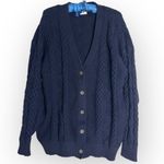 Aritzia  Sunday Best PEGGY oversize Merino WOOL Navy Cable Knit sweater Cardigan Photo 6