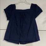 J.Crew  WOMENS NAVY BLUE BUTTON DOWN SQUARE NECK BLOUSE SMALL COTTON L3037 Photo 5