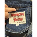 American Toons By Excelled VTG Peanuts Vintage Denim Jacket XL Leather Patch Blue Photo 2
