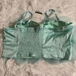 Chic Aqua Floral Crop Top Green Size M Photo 5