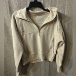 Old Navy  Active Dynamic Fleece Breathable crop top sweatshirt size medium, cream Photo 10