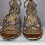 Betsey Johnson  Rhinestone Champagne Satin Ankle Strap Stiletto Heel 10 nwot Photo 4