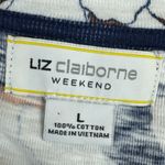 Liz Claiborne navy floral cotton T-shirt size large Photo 6