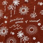 Sonoma  Brown Embroidered Sunshine State of Mind Short Sleeve Shirt Size Small Photo 2