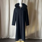 Vintage Kristen Blake Black Wool Cashmere Coat Fox Fur Hooded Coat Size 10P Photo 1
