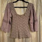 Gimmicks by BKE  Brown Square Neck Lace Stretch Cottagecore Top Small Photo 1
