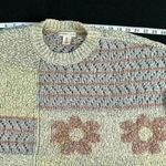 Sincerely Jules Boho Flower Colorful Pattern Boxy Oversized knit like Sweater Pink Size L Photo 2