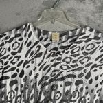 Jess & Jane Shirt Animal Print Cheetah Embellished White Black Small Petitie Size undefined Photo 3
