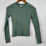 TNA Green Ribbed Long Sleeve Shirt Size Small Photo 0