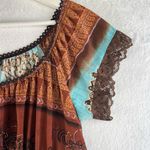 Vintage Y2K 2000’s Agenda Small S Top Babydoll Lace Woodland Forrest Goblincore Brown Photo 2