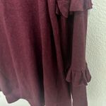 Anthropologie Postmark Cora Burgundy Ruffle Sleeve Top Lightweight Sweater Small Photo 3