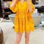 RHODE Orange Yellow 100% Cotton 3/4 Sleeve Embroidered Carla Mini Dress Size M Size M Photo 13