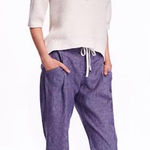 Old Navy  High-Waisted Chambray Linen Blend Crop Pants - 6 Photo 0