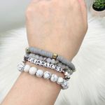 Fearless Arm Candy Beaded Bracelet Gray Photo 1