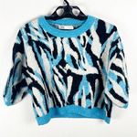 ZARA Wool Alpaca Blend Jacquard Puff Sleeves Animal Print Cropped Sweater Medium Photo 0