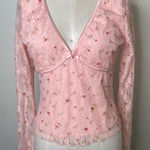 Thirty Thirty Floral Lace Top in Pink L Size L Photo 0
