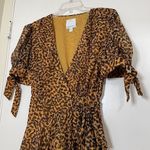 C/MEO COLLECTIVE  yellow gold leopard print vneck side tie mini dress medium Photo 1