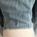 BLANK NYC  Jacket Denim Striped Cropped XS Raw Hem Light Wash Fitted Classic Chic Photo 11