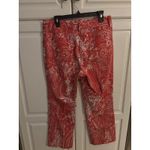 Etcetera Women's Red & White Paisley Print Cotton Blend Cropped Pants Photo 4