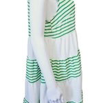 Entro Green & White Striped Tiered Sleeveless Dress Size Medium Photo 3