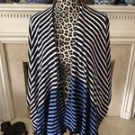 Talbots ONESIZE Coastal Nautical Blue White Striped Knit Shawl/Wrap Cotton Bld** Photo 0