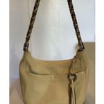 Brighton  Barbados Cream Leather Hobo Shoulder Bag Gold Metallic Braided Handle Photo 2