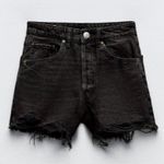 ZARA High Waist Ripped Shorts, Black size 8 Photo 1