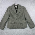 L.L.Bean Herringbone Tweed Blazer Jacket Women Medium Petite Wool Silk 2 Button Photo 0