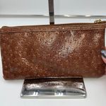SOHO London New York Brown Ostrich Embossed Clutch Pouch with Charm Photo 4