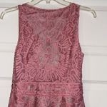 Sue Wong  Pink & Silver Lace Embellished Sheath Cocktail Dress Photo 5