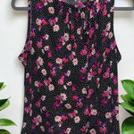 Liz Claiborne  Blouse Women's Size Large Floral Sleeveless Business Front Tie Photo 0