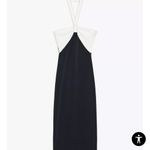 ZARA NWT  Stretch Bow Midi Dress /  Black and White Halter Dress Size Small Photo 9